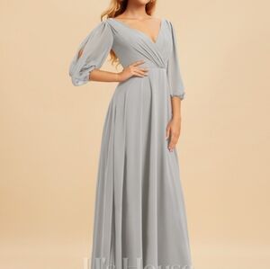 A-line V-Neck Floor-Length Chiffon Bridesmaid Dress